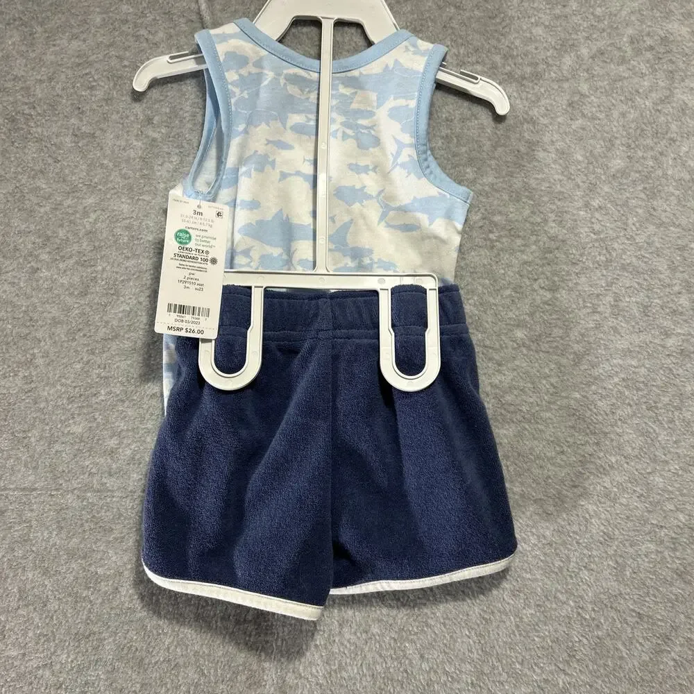 Carters‎ Shark Squad 2 Piece Knit Short Set Size 3 Months NWT